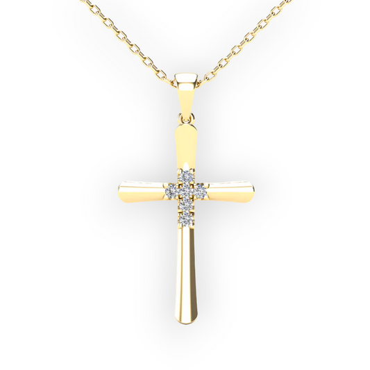 14k Diamond Cross Pendant - 0.10ct TDW