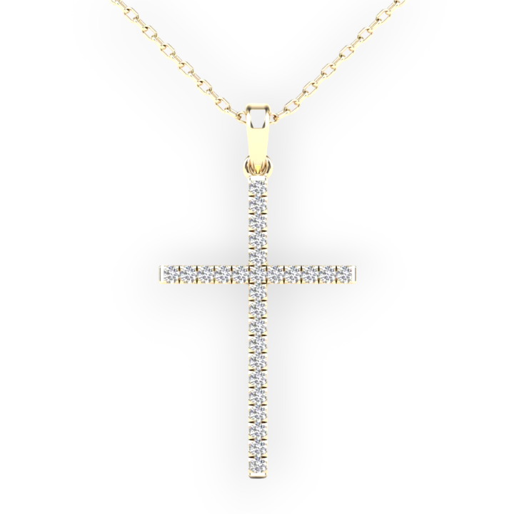 14k Gold Diamond Cross Pendant - 0.27ct TDW