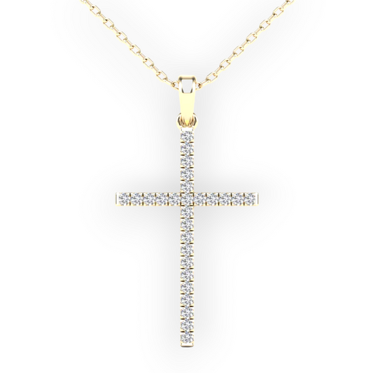 14k Gold Diamond Cross Pendant - 0.27ct TDW