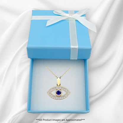 14k Diamond & Sapphire Eye Pendant