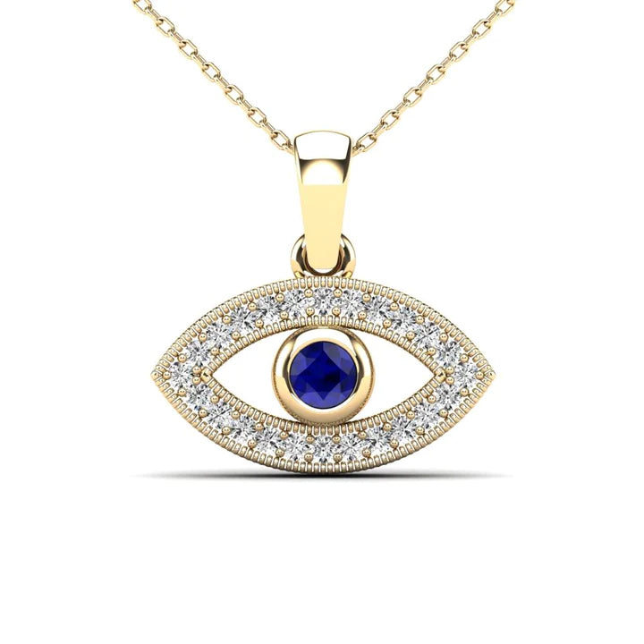 14k Diamond & Sapphire Eye Pendant