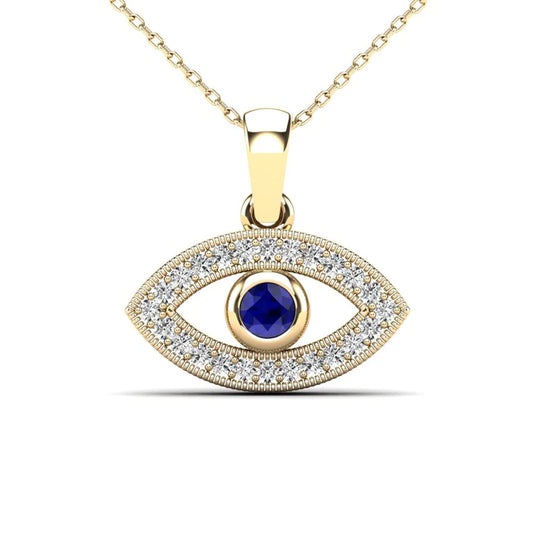 14k Diamond & Sapphire Eye Pendant