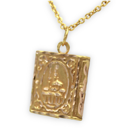 14k Enameled Quran Medallion