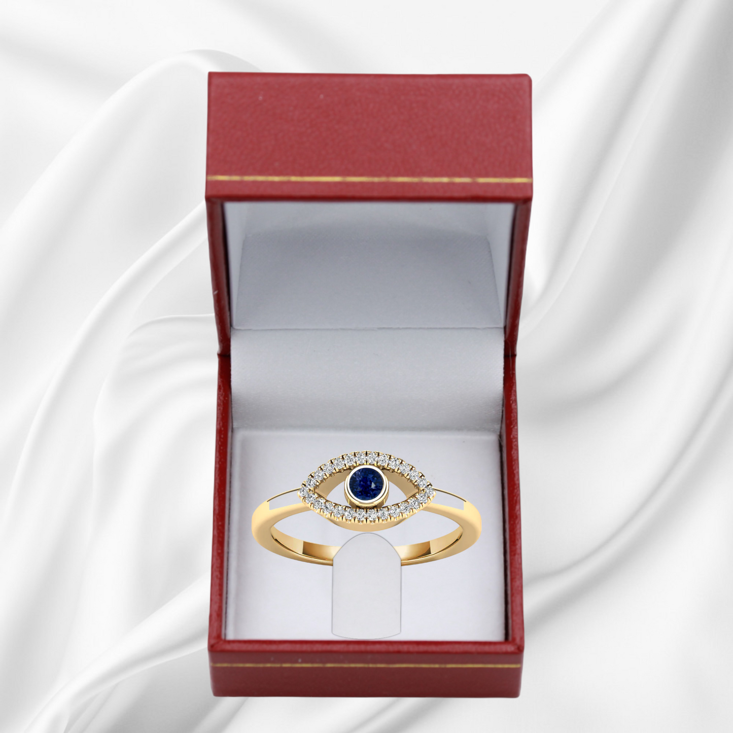 14k Diamond & Sapphire Eye Rings