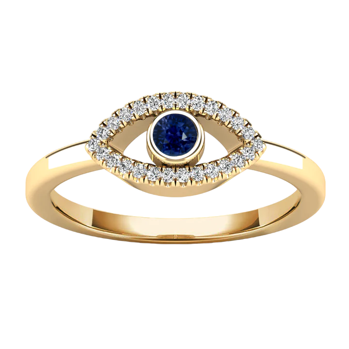 14k Diamond & Sapphire Eye Rings