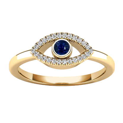 14k Diamond & Sapphire Eye Rings