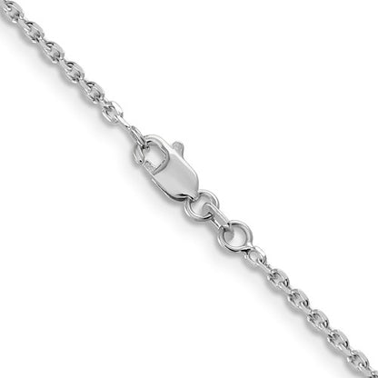 14k White Diamond-Cut Cable Link Chains 1.65 mm