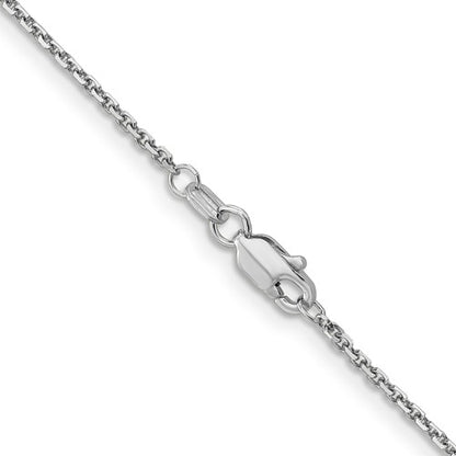 14k White Diamond-Cut Round Open Link Cable Chains - 1.40 mm