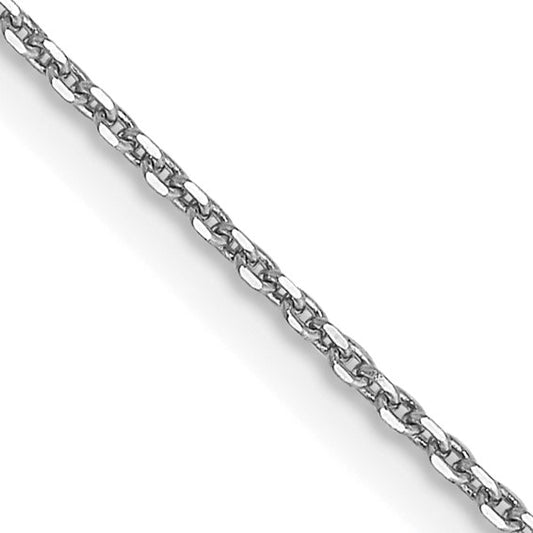 14k White Diamond-Cut Round Open Cable Link Chain - 0.90 mm