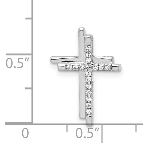 14k White Diamond Cross Pendant