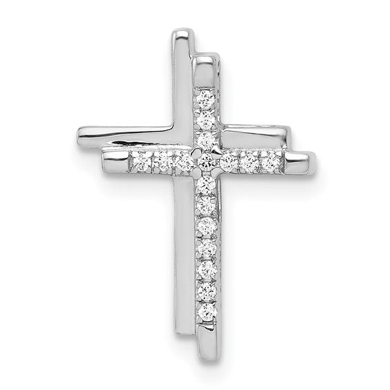 14k White Diamond Cross Pendant