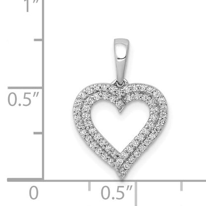 14k White Gold Diamond Heart Charm - 0.25 ct. TDW