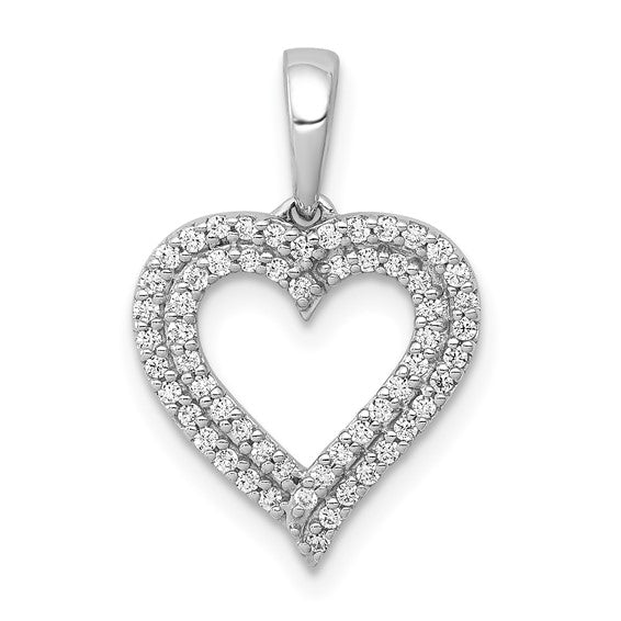 14k White Gold Diamond Heart Charm - 0.25 ct. TDW