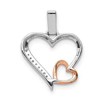 14k Two-Tone Diamond Double Hearts Pendant