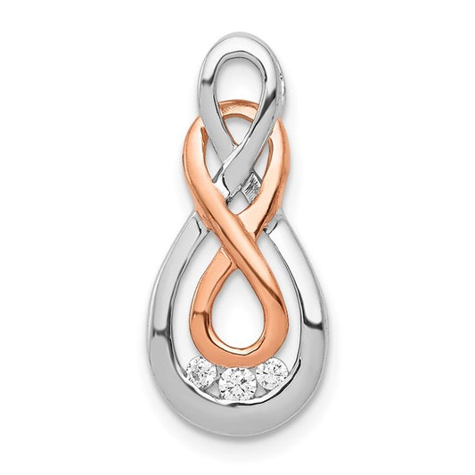 14k White and Rose Gold Diamond Double Infinity Chain Slide