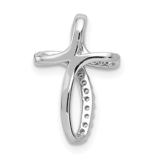 14k White Diamond Cross Pendant