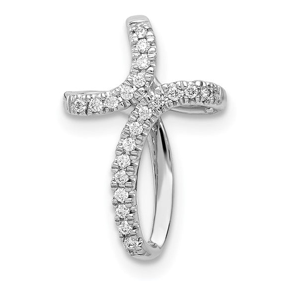 14k White Diamond Cross Pendant