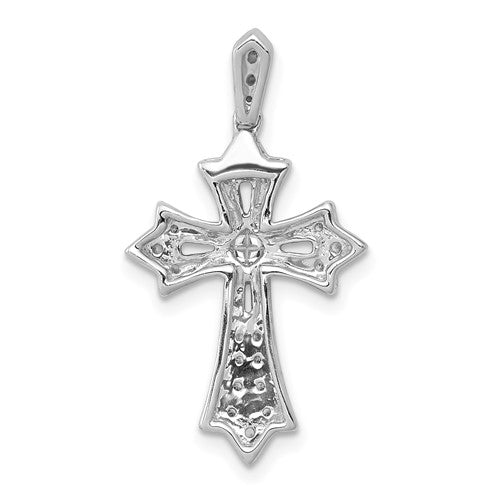 14k White Diamond Cross Pendant