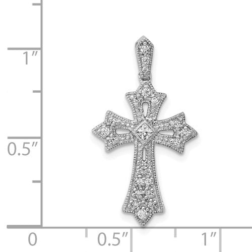 14k White Diamond Cross Pendant