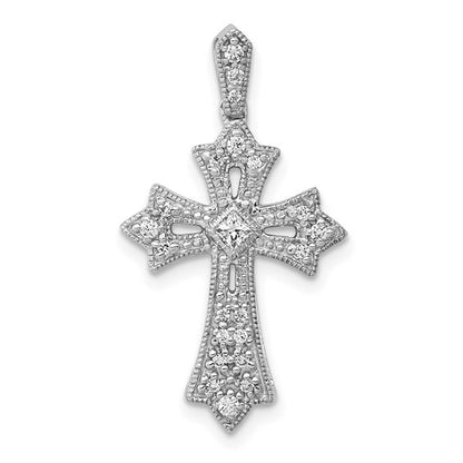 14k White Diamond Cross Pendant