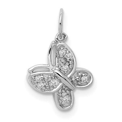 14k White Gold Diamond Butterfly Charm