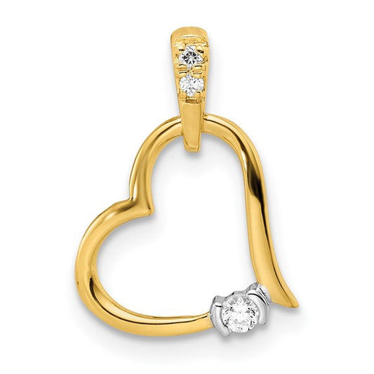 14k Two-tone Diamond Heart Pendant
