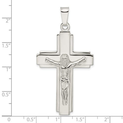 Sterling Silver Solid Flat Back Crucifix Pendant