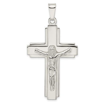 Sterling Silver Solid Flat Back Crucifix Pendant