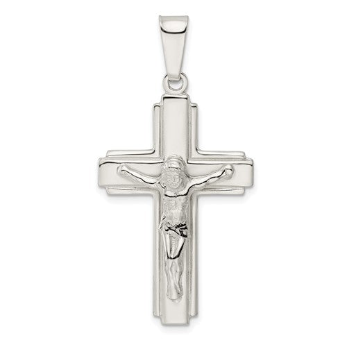 Sterling Silver Solid Flat Back Crucifix Pendant