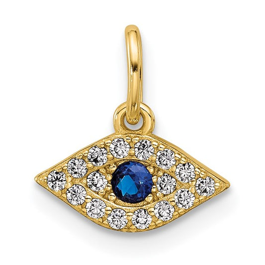 Sterling Silver Gold-Plated CZ Eye Pendant