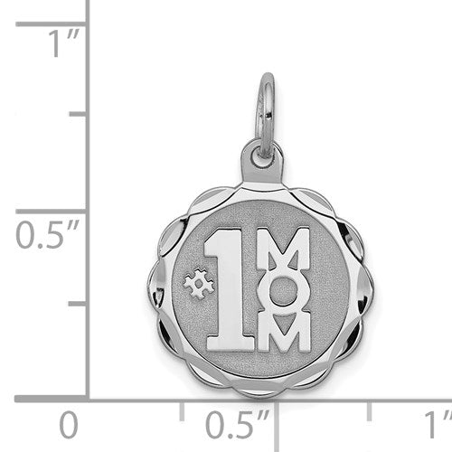 Sterling Silver Rhodium-Plated #1 Mom Charm