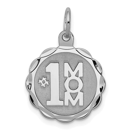 Sterling Silver Rhodium-Plated #1 Mom Charm