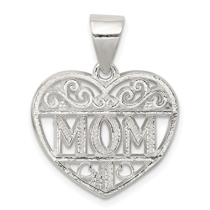 Sterling Silver Filigree #1 Mom Heart Charm