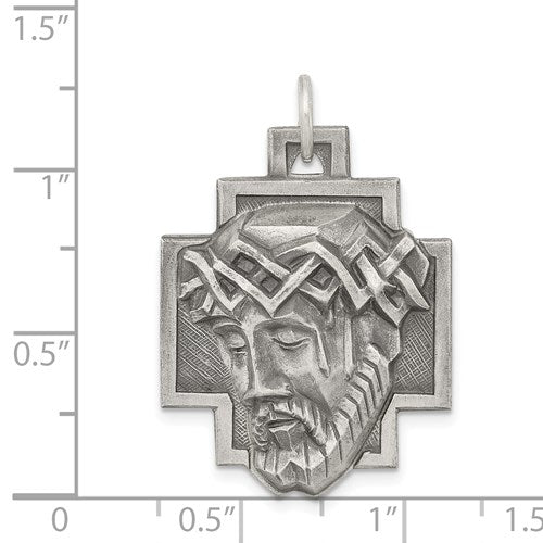 Sterling Silver Antiqued Christ Head Charm