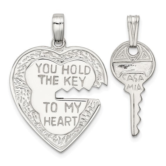 Sterling Silver Heart & Key Charm