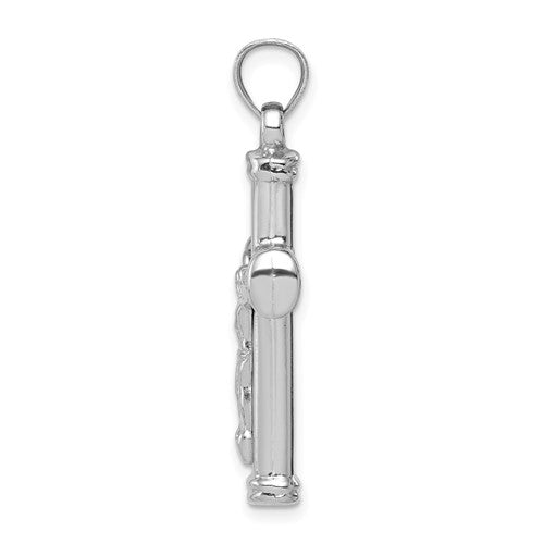 Sterling Silver Rhodium Plated Semi-Solid Crucifix Pendant