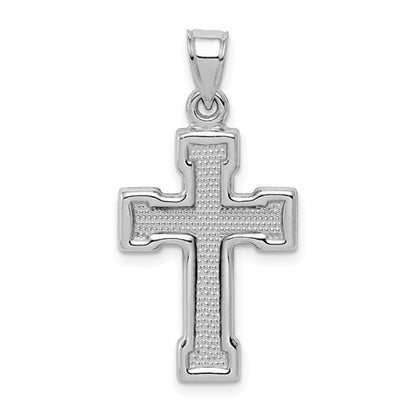 Sterling Silver Rhodium Plated Semi-Solid Crucifix Pendant