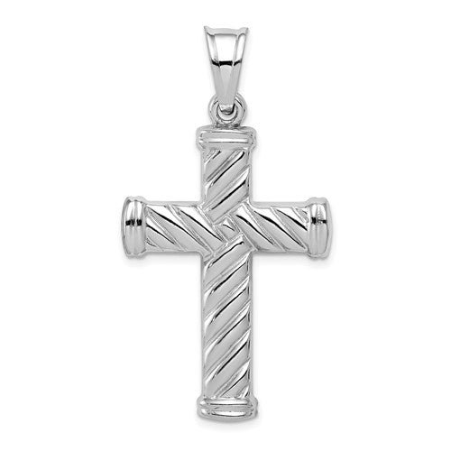 Sterling Silver Rhodium Plated Semi-Solid Cross Pendant