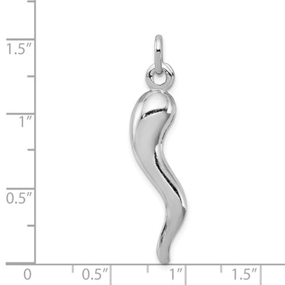 Sterling Silver Rhodium Plated Italian Horn Charm