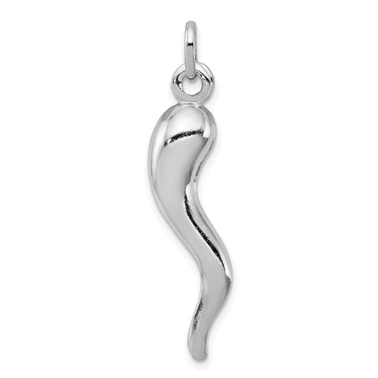 Sterling Silver Rhodium Plated Italian Horn Charm