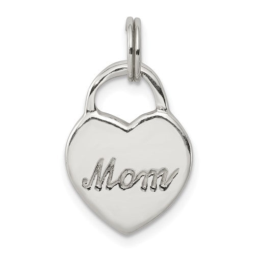 Sterling Silver Mom Heart Charm