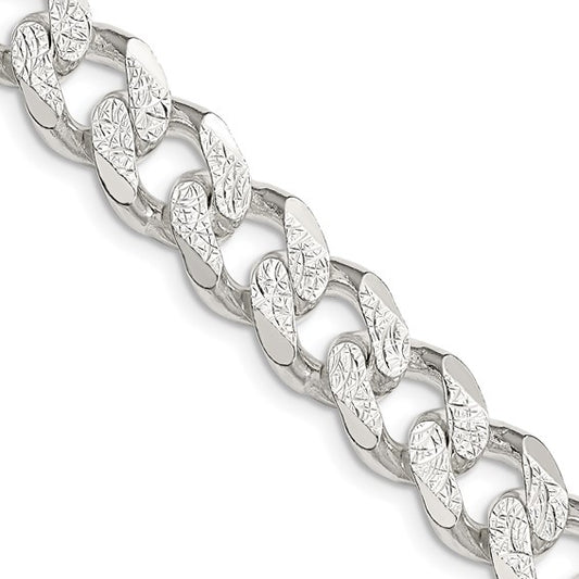 Sterling Silver Pave Cuban Link Chains - 10.50 mm