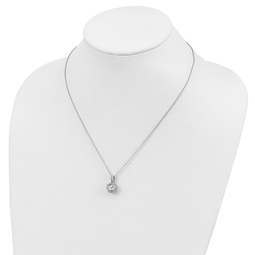 Sterling Silver CZ Solitaire Necklace