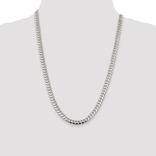 Sterling Silver Domed Curb Link Chains 7.25 mm