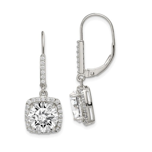 Sterling Silver Rhodium-Plated CZ Dangle Earrings