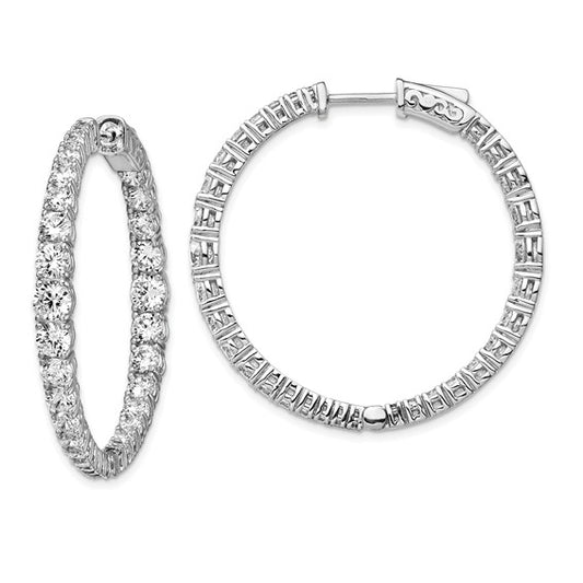 Sterling Silver CZ In/Out Hoop Earrings