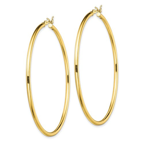 Sterling Silver Gold-Plated 2 mm Round Hoop Earrings - 55 mm