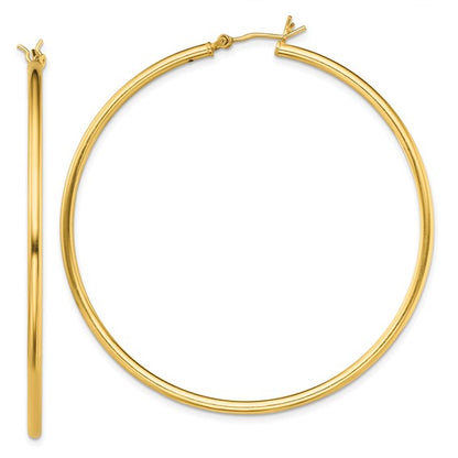 Sterling Silver Gold-Plated 2 mm Round Hoop Earrings - 55 mm