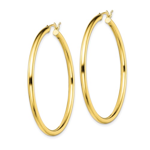 Sterling Silver Gold-Plated 2 mm Round Hoop Earrings - 45 mm