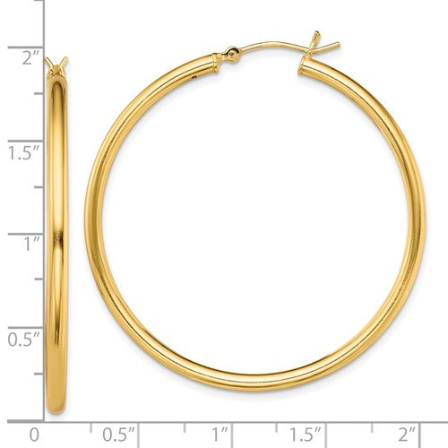 Sterling Silver Gold-Plated 2 mm Round Hoop Earrings - 45 mm